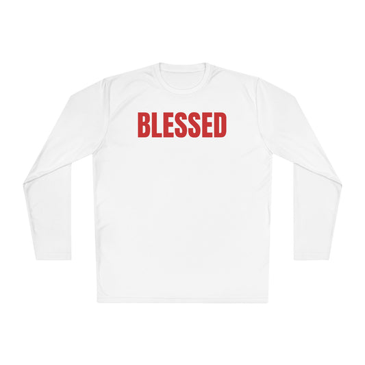 Blessed / Beloved Long Sleeve Tee — Red Text Inspirational Shirt