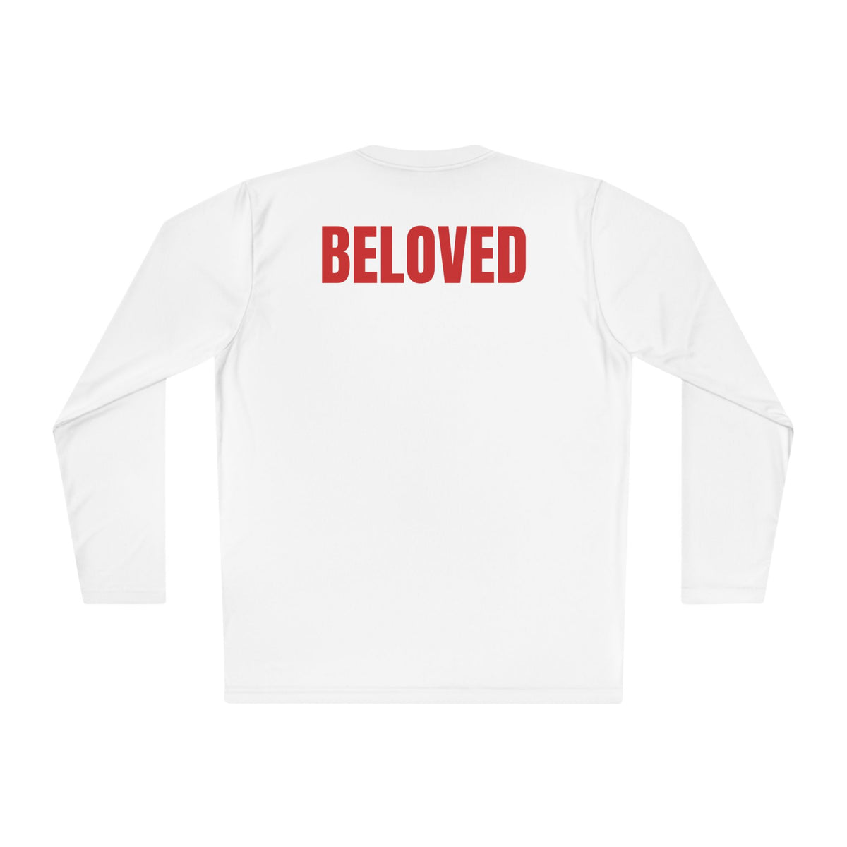 Blessed / Beloved Long Sleeve Tee — Red Text Inspirational Shirt