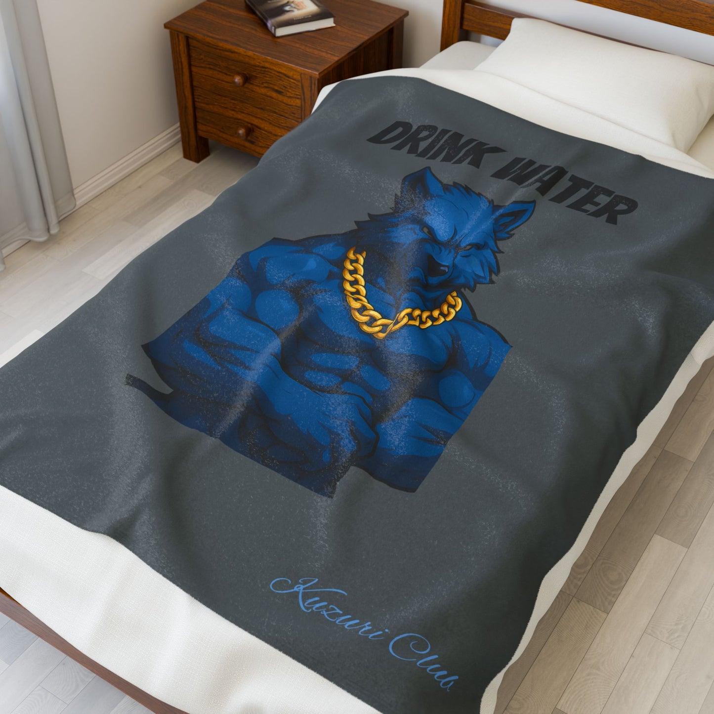 Drink Water Velveteen Plush Blanket | Cozy Home Decor, Gift for Fitness Lovers, Motivational Blanket, Unique Gift, Soft Throw